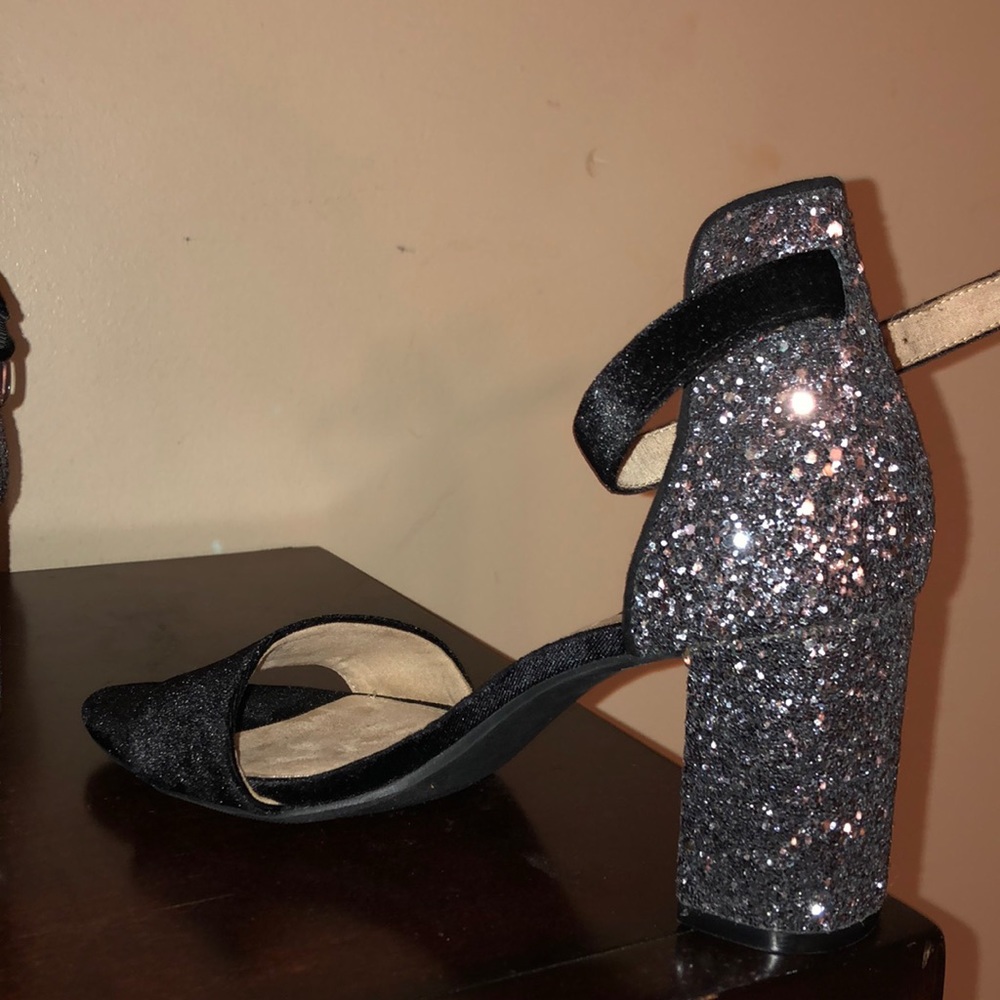 Old Navy Black and Silver Glitter Heels